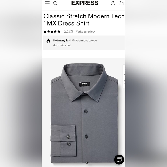 Express Men's 1MX Modern Fit Dress Shirt, Pebble Size L - Picture 1 of 8